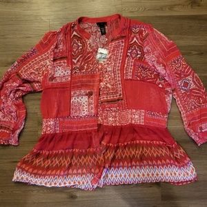 Lane Bryant Red Printed Shirt